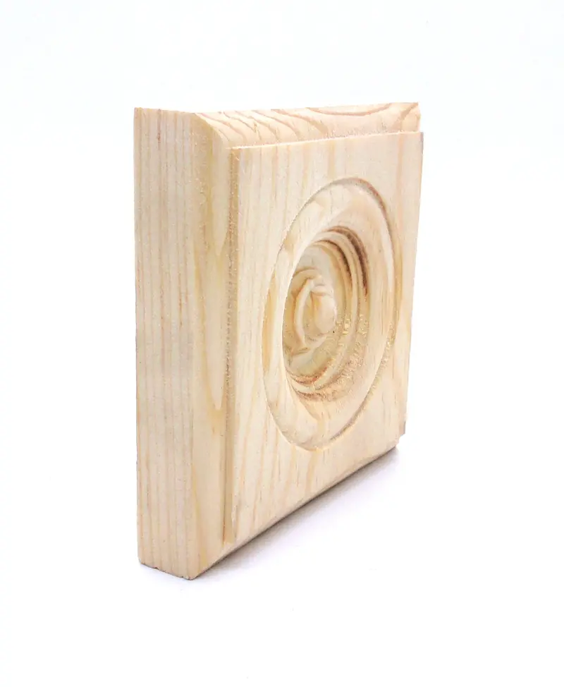 Unfinished Solid Pine Rosette – 3/4" X 3-1/2" X 3-1/2" 1