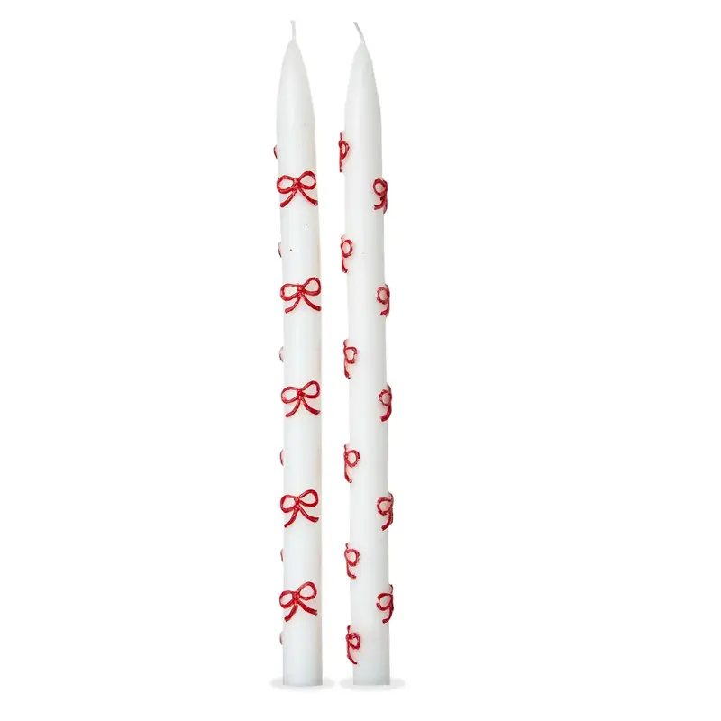 'Very Merry' Bow-Adorned Taper Candles 1