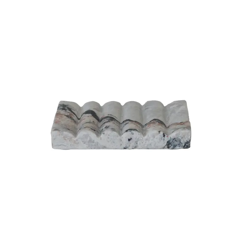Vibrant Multicolor Carved Marble Soap Dish 1