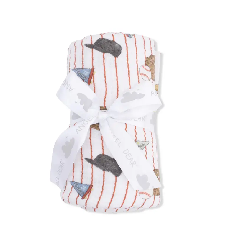 Vintage Baseball Stripe Lightweight Muslin Swaddle 1
