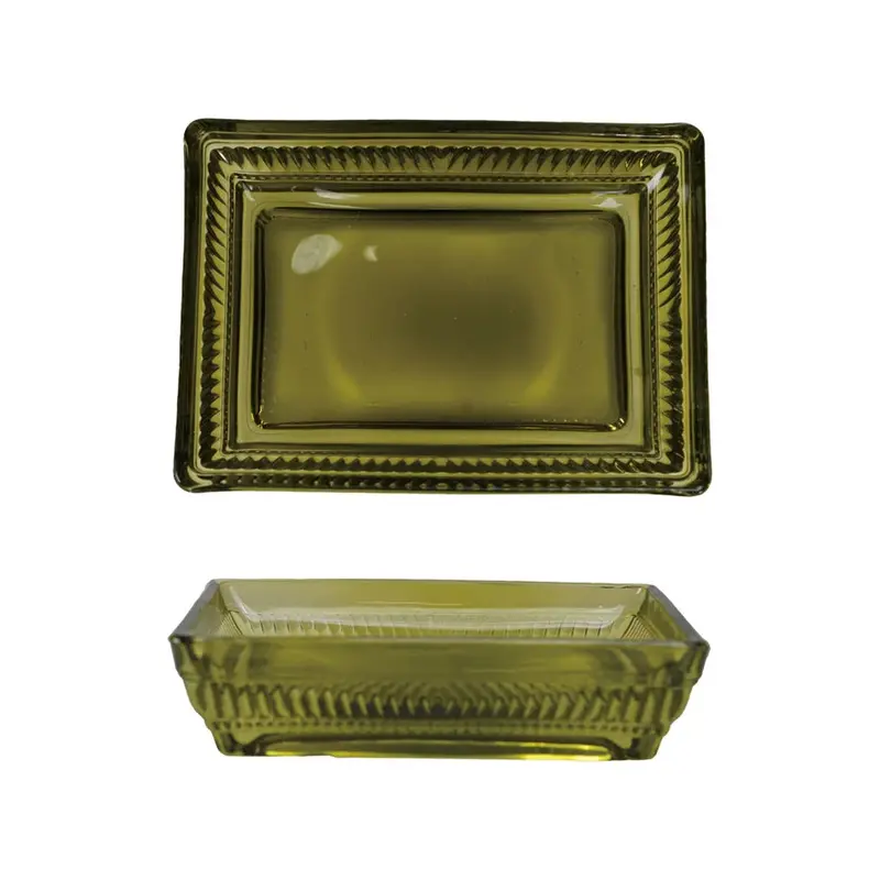 Vintage-Style Pressed Glass Soap Dish – Clear Ribbed Design 1
