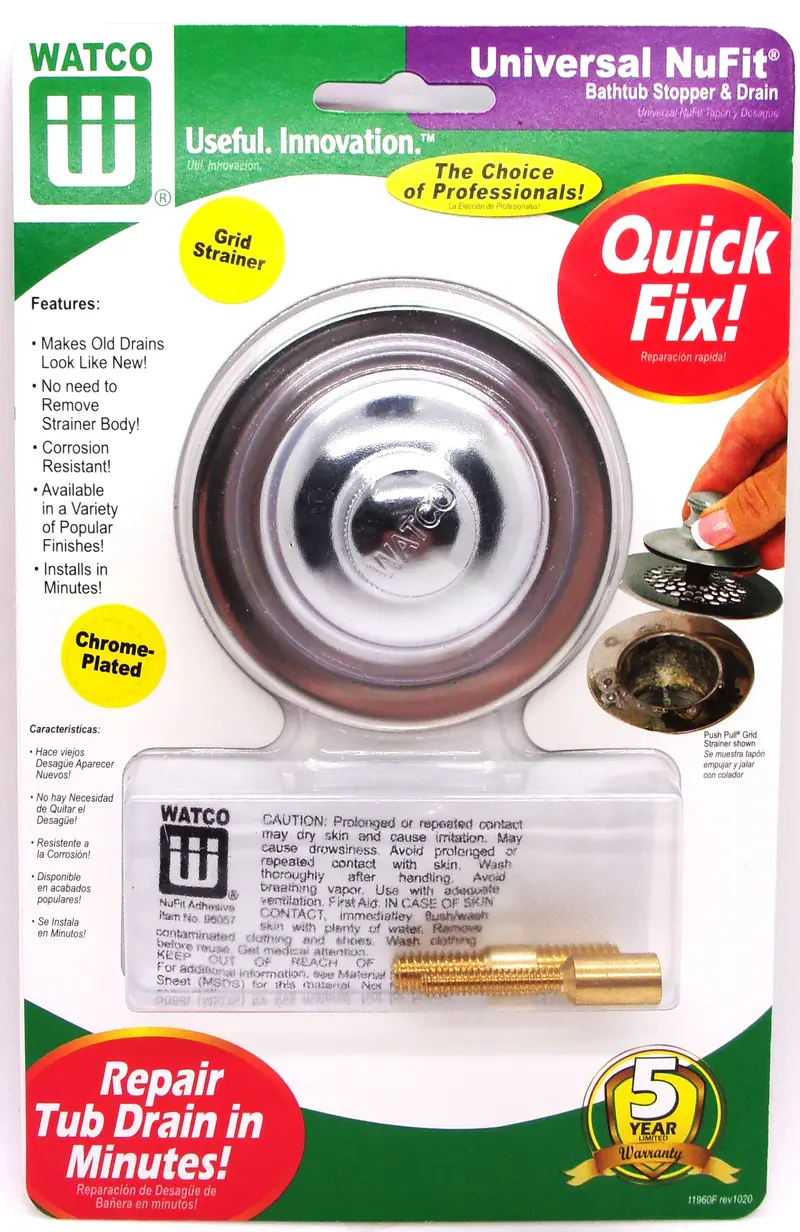 Watco Nufit Push-Pull Bathtub Stopper – Chrome-Plated With Silicone Seal & Dual-Pin Design 1