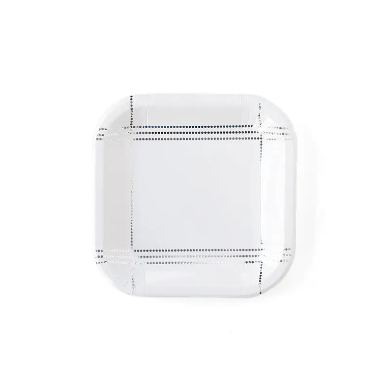 Winter White Silver Plaid Dinner Plates 1