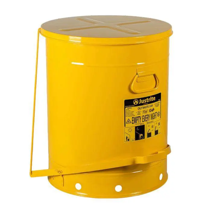 Yellow 21-Gallon Oily Waste Can – High-Visibility Foot-Operated Safety Container (80L) 1