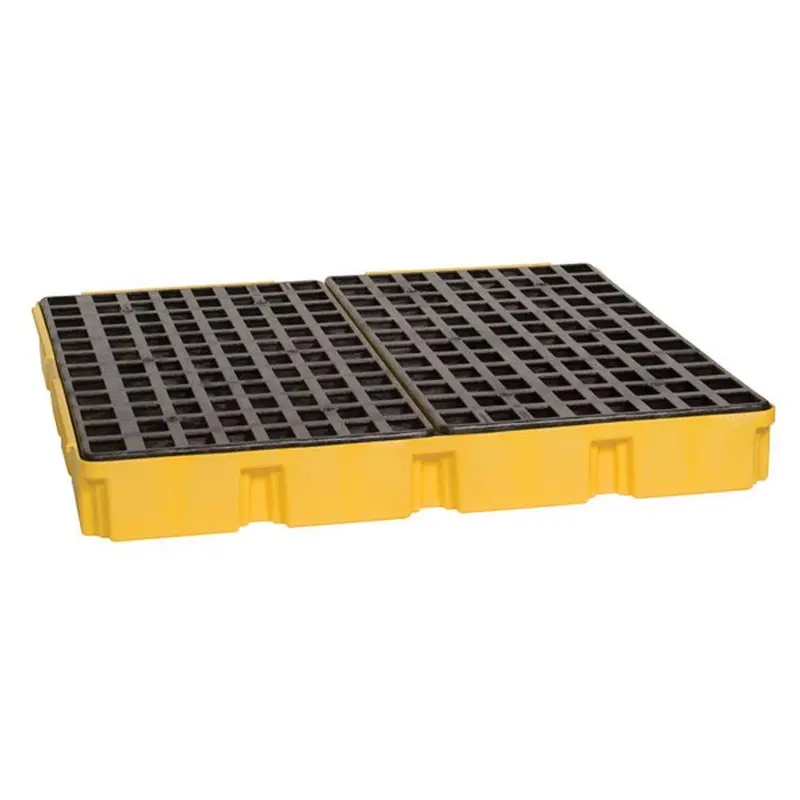 Yellow Modular 4-Drum Spill Platform With Drain 1