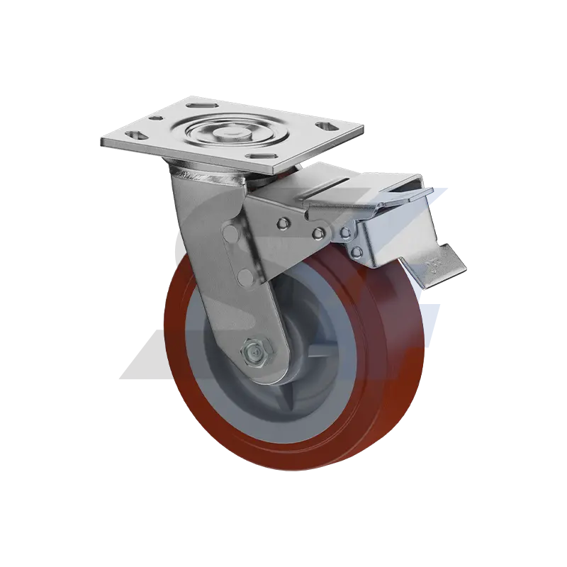 Zinc 6" X 2" Swivel Caster With Total-Lock Brake – Top-Plate Mount (Model C000.344) 1