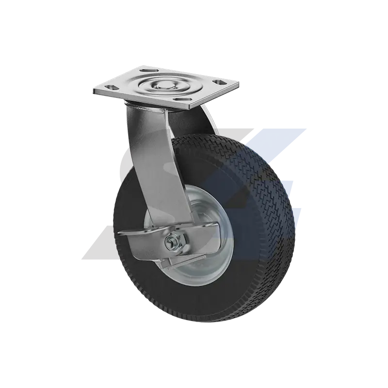 Zinc 8" X 3" Swivel Caster With Cam-Actuated Brake – Top-Plate Mount (Model C000.479) 1