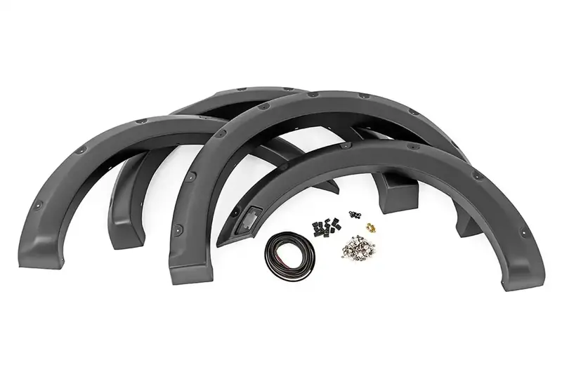 Rough Country Flat-Black Bolt-On Pocket Fender Flares With Rivet Detailing 1