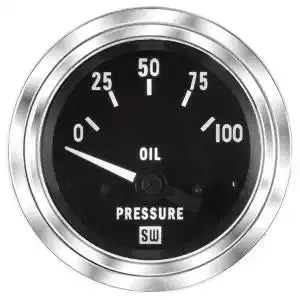 Stewart-Warner 82305 Deluxe Pressure Gauge – Analog Dial With Chrome Bezel 1
